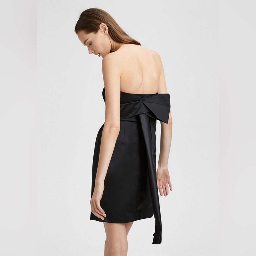 Theory Black Satin Corset Tieback Dress, size 12
